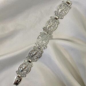 Vintage Dainty Filigree Flamingo Silver Tone "Made in Germany" Bracelet